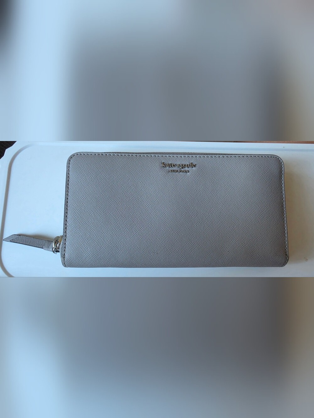 KATE SPADE Large Veronica Zip Around Continental Gray Wallet